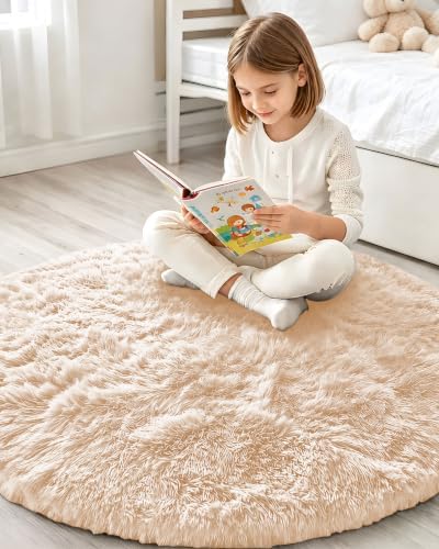 Smiry Round Area Rugs for Living Room Bedroom 3x3 ft, Fluffy Carpet - Image 6