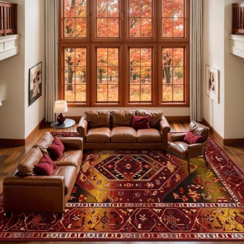 SERISSA 9x12 Washable Non Slip Boho Area Rug for Living Room - Image 3
