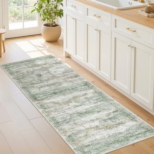 2x6 Runner Rug Non Slip,Washable Hallway Runner Rug,Green - Image 4