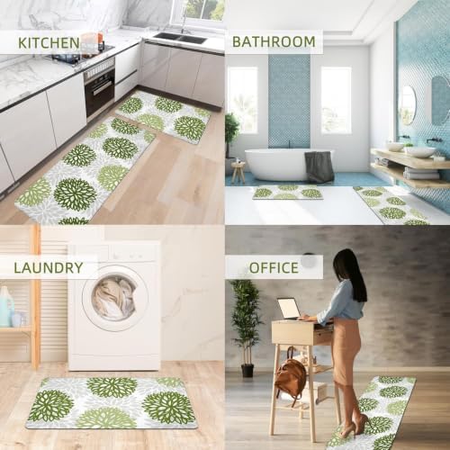 Kitchen Mats Set of 2 Cushioned Anti Fatigue Kitchen Rugs Non Slip Waterproof Kitchen Runner Memory Foam Kitchen Floor Mat Comfort Standing Mat for Sink,Office,Laundry, Green - Image 6