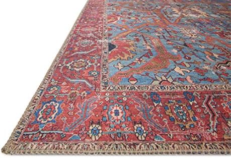 Loloi Loren Blue/Red 7'-6" x 9'-6" Area Rug - Image 2