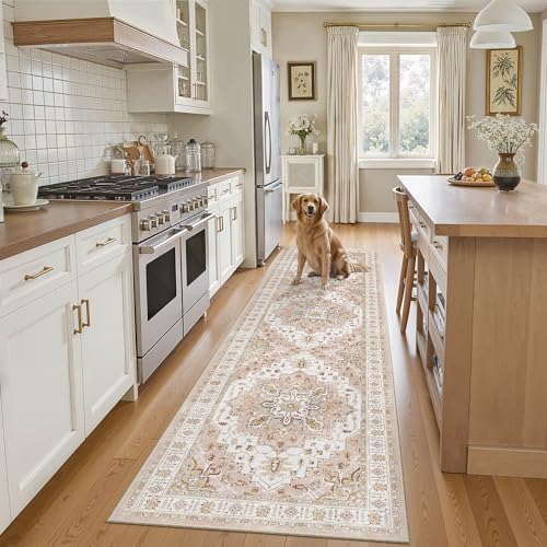 Madane Hallway Runner Rug 2x8 Washable Kitchen Rugs Non-Slip, Pink - Image 2