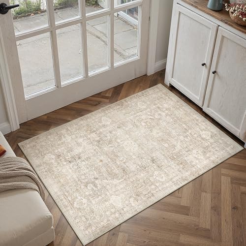 2x3 Beige Neutral Entryway Area Rug - Image 3