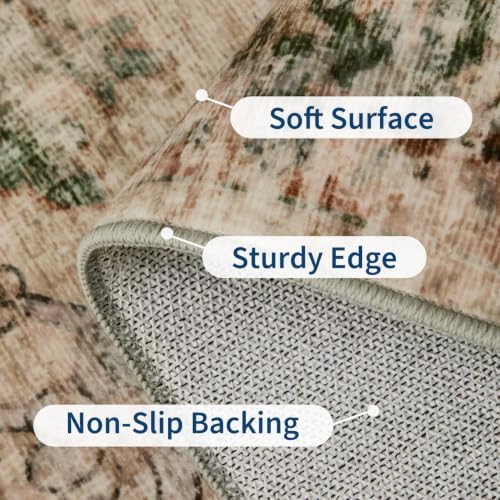 GarveeHome 8x10 Area Rugs for Living Room Non Slip Vintage Washable Rug Rust/Green - Image 5
