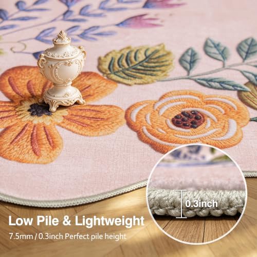 FMFUNCTEX 2x3 Washable Floral Vintage Scalloped Boho Flower Entryway Rug - Image 6