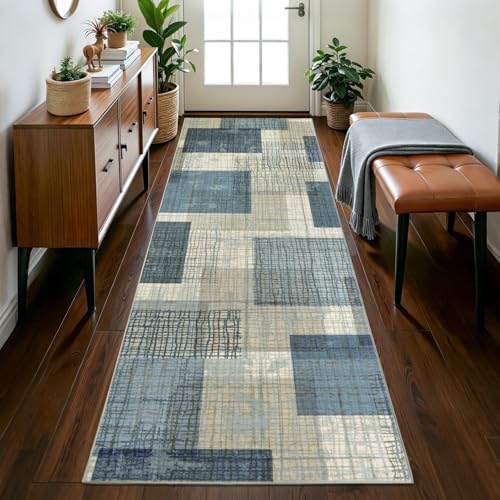 Washable 2x6 Runner Rug for Hallway Kitchen Bedroom, Blue - Image 5