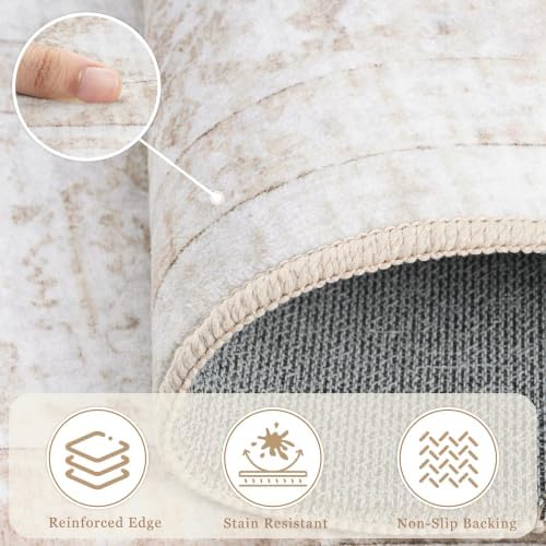 Area Rug 6x9 Living Room Rug Washable Beige Non-Slip Rugs - Image 6
