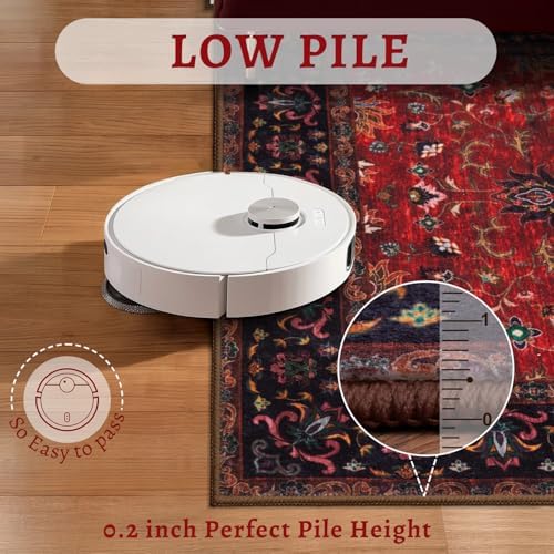 Tangsoo Red 6x9 Washable Area Rugs for Living Room, Vintage Non Slip Rug - Image 3