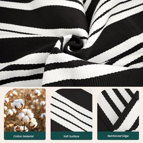 KOZYFLY 4x6 ft Striped Rug Black and White Front Door Rug Cotton Woven Rugs - Image 5