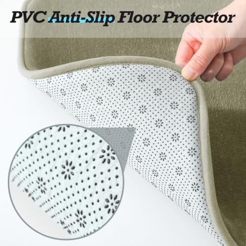 HUXMEYSON Bathroom Rugs Sets 2 Piece, Non-Slip & Quick Dry Bath Mat Set, Ultra Soft Velvet Bath Rugs for Bathroom, Toilet and Shower Floor, Olive Green - Image 4