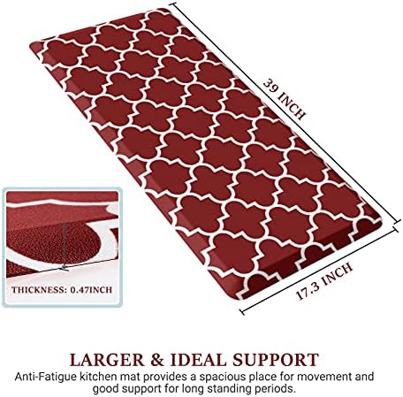 WISELIFE Kitchen Mats and Rugs Cushioned Anti-Fatigue, 17.3"x 39", Red - Image 2