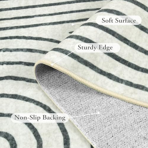 Lahome Abstract Bedroom Rug, Soft Black 4x6 Rug Washable Rugs for Entryway - Image 6