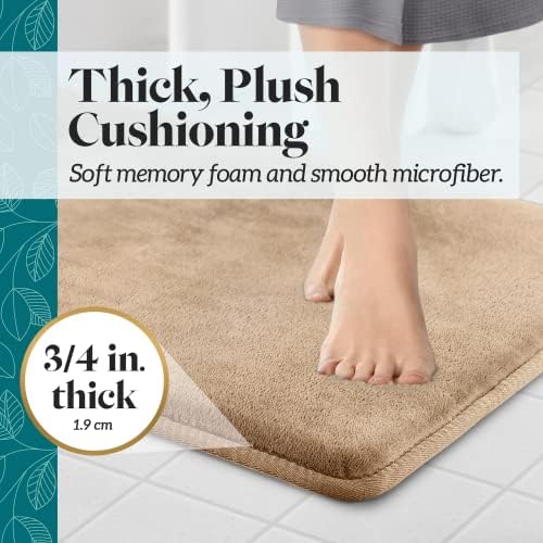 Memory Foam Bath Mat Non Slip Absorbent Super Cozy Velvet Bathroom Rug Carpet (22 inches X 42 inches, Beige) - Image 4
