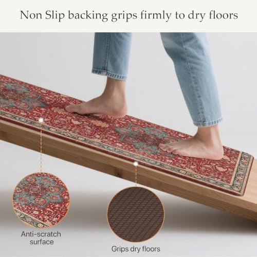 GENIMO Christmas Kitchen Mats for Floor, Anti Fatigue Mats 2PCS,New Red - Image 4
