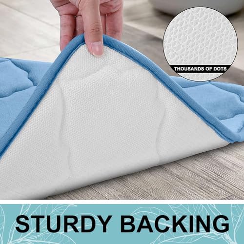 OLANLY Memory Foam Bath Mat Rug 24x16, Ultra Soft and Absorbent Bathroom Rugs, Non-Slip, Comfortable, Machine Washable Bath Carpet for Bathroom Floor, Tub, Shower and Home Decor Accessories, Blue - Image 5