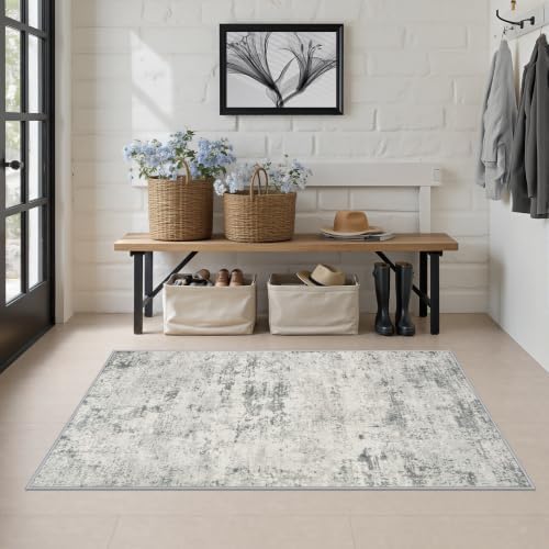 Area Rug Living Room: 3x5 Modern Washable Indoor Soft Carpet Gray - Image 3