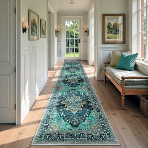 RELEANY Washable Area Rug, Runner 2'x9', Teal by RELEANY