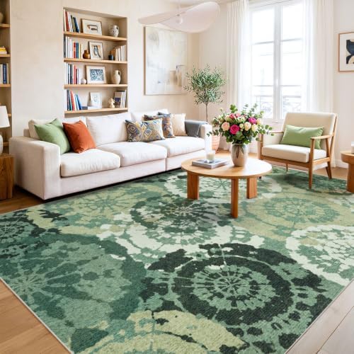 Boho Modern 6x9 Area Rug, Machine Washable Non-Slip Abstract Rug - Image 2