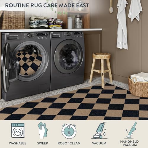 Lahome Checkered Easy Jute Outdoor Runner Rug, 2x6 Kitchen Rugs Washable - Image 6