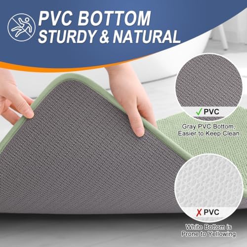 OLANLY Thick Memory Foam Bathroom Rug 34x21, Absorbent Bath Mat, Sage Green - Image 4