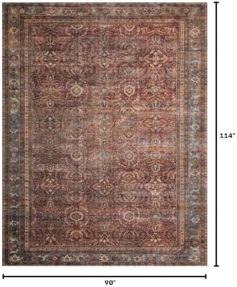 Loloi Layla Brick/Blue 7'-6" x 9'-6" Area Rug - Image 2