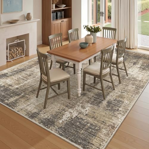 Valenrug 5x8 Area Rug, Abstract Large Washable Rugs for Living Room, Taupe - Image 5