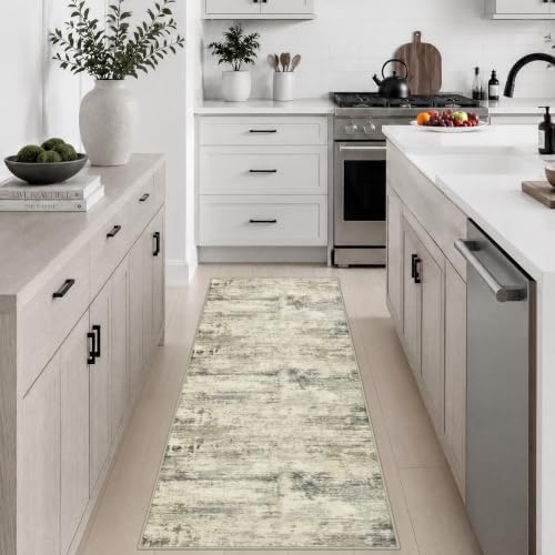 2x5 Washable Runner Rug：Modern Abstract Soft Carpet Ash Brown by FXRHLP