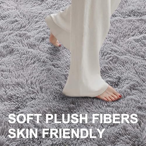 4x6 Ft Shag Rugs for Bedroom Living Room, Ultra Soft Fluffy Furry Area Rugs for Indoor Floor, Aesthetic Carpet for Kids Home Decor (Light Grey) - Image 4