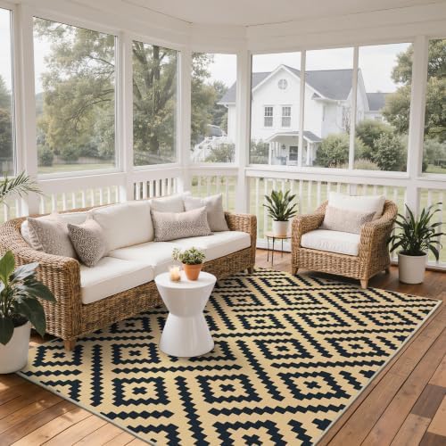 GENIMO Outdoor Rug, Waterproof Plastic Rugs for Patio, 6'x9' Black Sand - Image 4