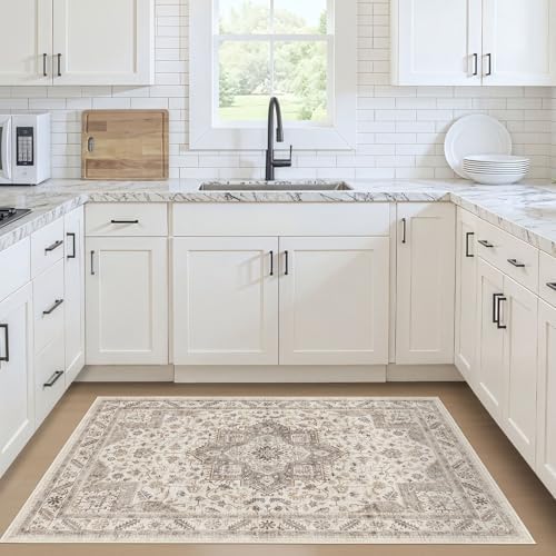 cotiled 3x5 Area Rug for Living Room, Washable, Traditional, Light Brown - Image 2