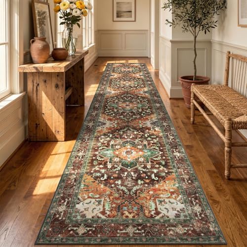 Yamaziot Washable Runner Rug, 3x14 Non-Slip Boho Hallway Kitchen Rug by Yamaziot