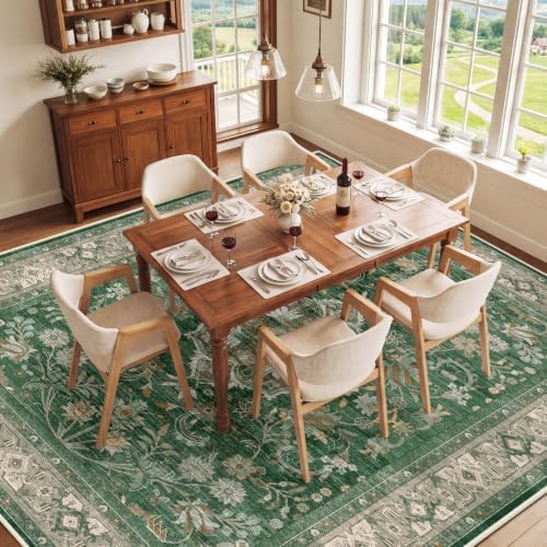 SameBed 9x12 Area Rug Living Room, Vintage Washable Carpet Green - Image 2