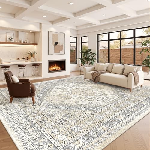 zesthome 10x14 Area Rugs for Living Room,Large Washable Rug,Beige - Image 4