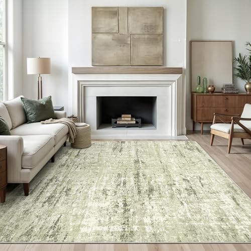 Valenrug 6x9 Area Rugs, Abstract Large Washable Rugs for Living Room, Green by Valenrug
