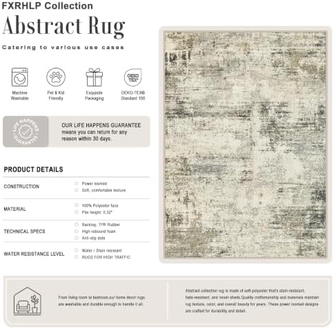 10x14 Area Rug Living Room: Modern Washable Soft Carpet Ash Brown - Image 2