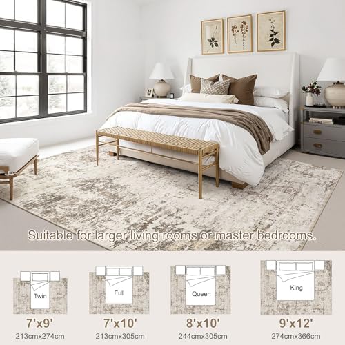 UERMEI 8x10 Washable Area Rug - Neutral Modern Abstract Living Room Rugs, Non-Slip Soft Large Indoor Floor Carpet for Bedroom Home Office & Under Dining Table Decor, Dark Brown - Image 4