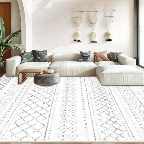 Area Rug Living Room Rugs 8x10 - Large Soft Boho Geometric Rug, Non-Slip Foldable Washable Rugs Non Shedding Morden Indoor Floor Carpet for Bedroom Office Dining Room (Dark Grey,8' x 10') - Image 3