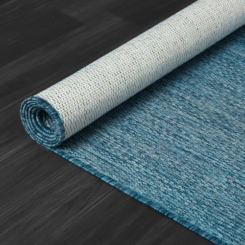 CAMILSON Outdoor Rug 6x9 Modern Area Rugs for Indoor and Outdoor Patios and Porches - Waterproof, Washable, Non-Shedding, Easy-to-Clean Outside Carpet (6 x 9, Solid - Aqua) - Image 7
