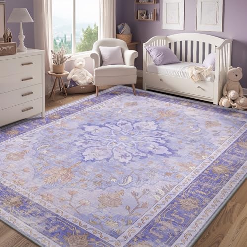 RELEANY Washable Area Rug, 5'x8', Purple by RELEANY