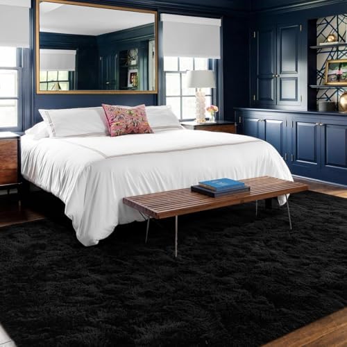 5x8 Ft Extra Large Shag Rugs for Living Room, Ultra Soft Fluffy Furry Area Rugs for Bedroom Indoor Floor, Aesthetic Carpet for Kids Home Decor (Black) - Image 2