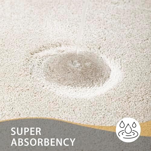 MINIDEAR Bathroom Rugs 24x17 Beige - Thick Memory Foam Bath Mat, Ultra Soft & Plush Fluffy, Non-Slip, Quick Dry, Absorbent Washable Floor Microfiber Mat for Tub, Home Decor Accessories - Image 4