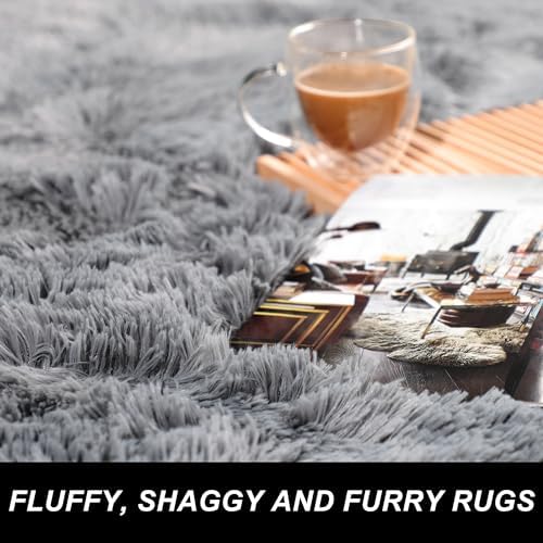 PAGISOFE Soft Kids Room Nursery Rug Bedroom Living Room Carpet 2' x 3', Fuzzy Rugs for Kids Baby, Soft Rugs for Nursery, Dorm Shag Rugs for Girls Boys, Carpet for Dorm Room, Gray - Image 2