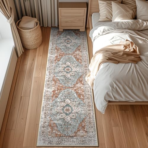 BESTSWEETIE Washable Boho 2x8 Runner Rug for Living Room, Green Brick - Image 2