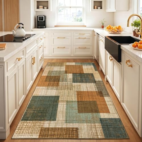 Area Rugs 3x5 Kitchen Rugs Entry Rug for Inside House Orange/Blue - Image 3