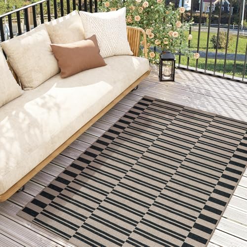 Lahome Striped Easy Jute Outdoor Patio Rug, 3x5 Washable Rugs for Porch - Image 2