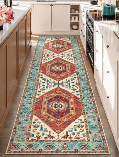 SERISSA 2'6"x10' Washable Non Slip Boho Runner Rug for Hallway，Orange - Image 5