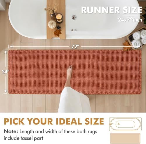 MIULEE Fall Orange Set of 2 Waffle Bathroom Runner Rugs 2'x6'(24"x72") - Image 2