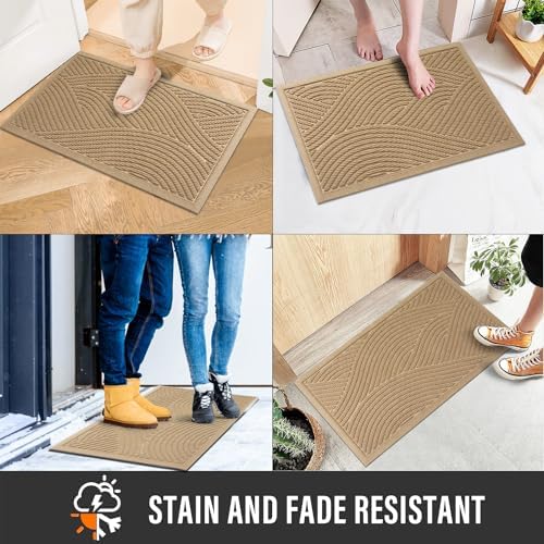 HIYARD Sturdy Front Door Mat, Absorbent Muddy Dirt Resist Welcome Door Mats Outdoor Indoor, Stain and Fade Resistant, Non-Slip Backing Entry Mat Low Profile Doormat for Entryway, 47×32, Beige - Image 4