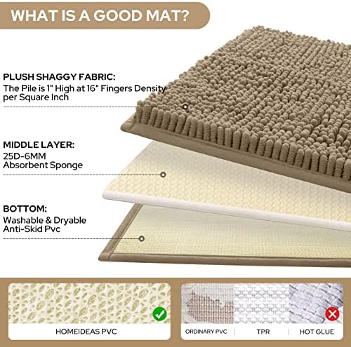 HOMEIDEAS Bathroom Rugs Set of 3, Super Soft Absorbent Chenille Bath Rugs - Image 4