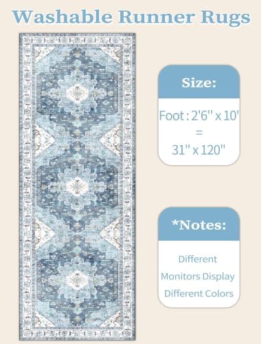 SERISSA 2'6"x10' Washable Non Slip Boho Runner Rug for Hallway - Image 5